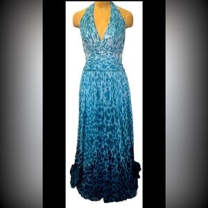 Tadashi Collection Dress Dark+ Light Green Ombre Full Length Backless Gown 6